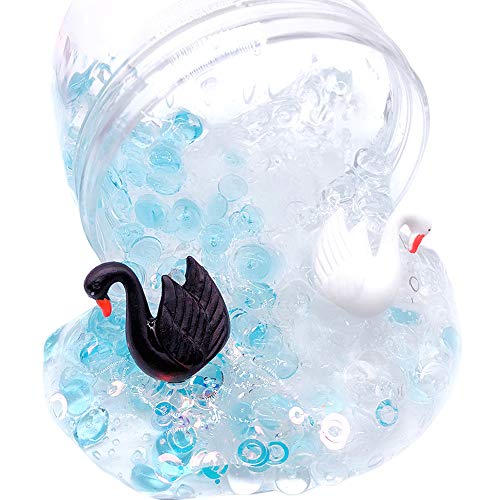 Rumas Black Swan Mixing Slime Sencted with Beads - Non-Sticky Fluffy Squishy Sludge Clay Toy for Kids & Adults - Stress & Anxiety Relief Puff Mud Putty Toys (100ML) - B07GQLVNK9